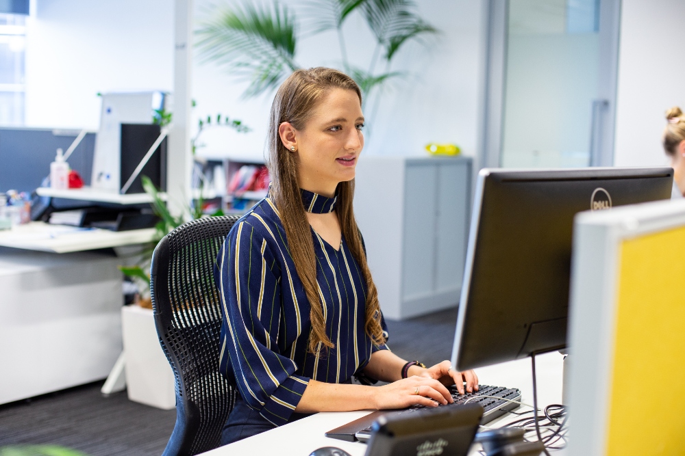 Working in front of computer