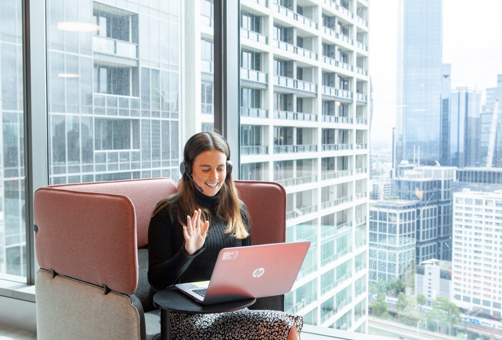 Kraft Heinz Graduate- Young professional video calling on her laptop.