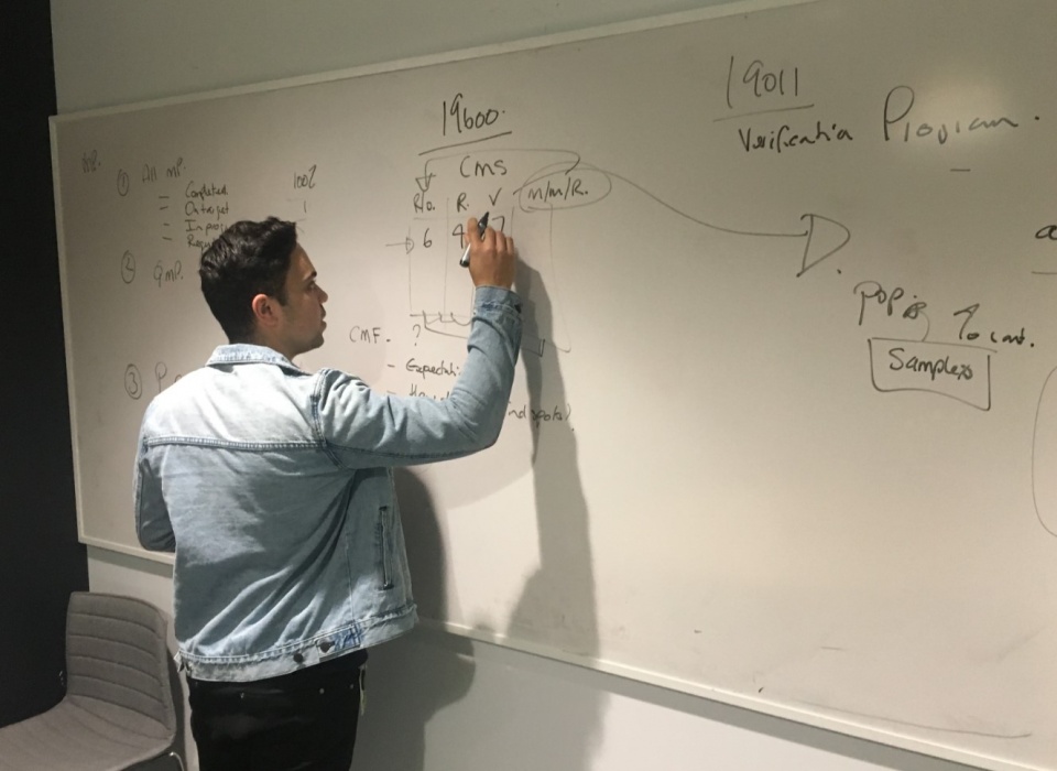 David writing in the board