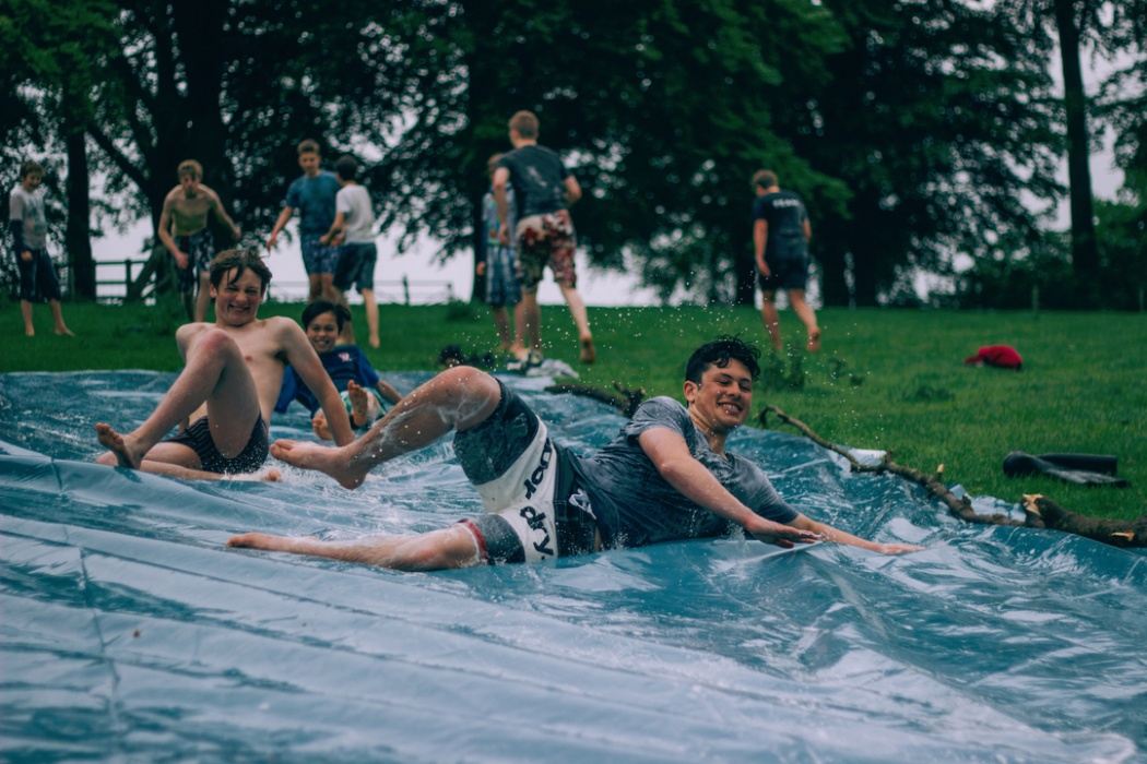 Student playing and slipped