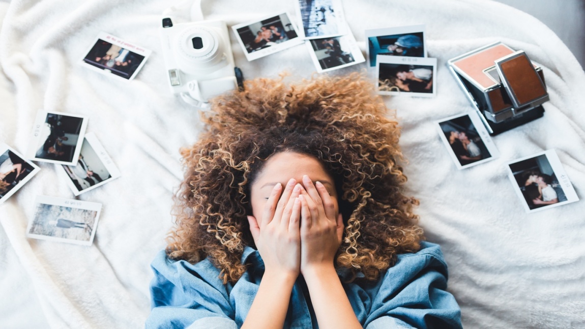 Girl with polaroids