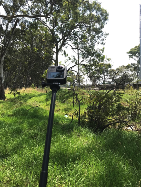 A 360-degree camera on a field