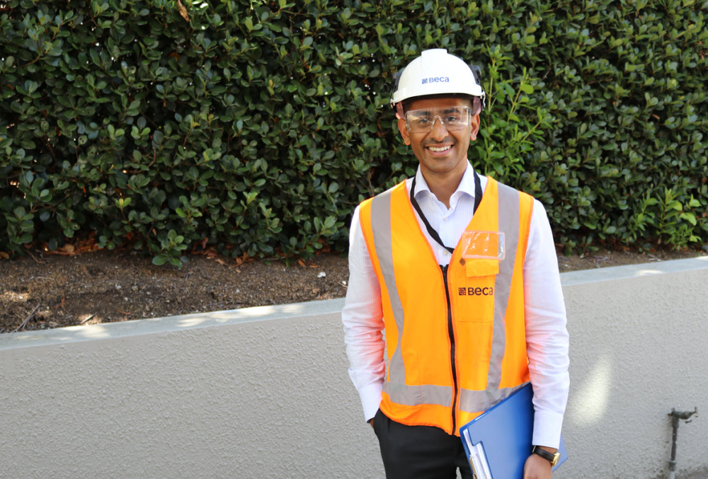 Beca Graduate- A young engineer wearing his personal protective equipment.